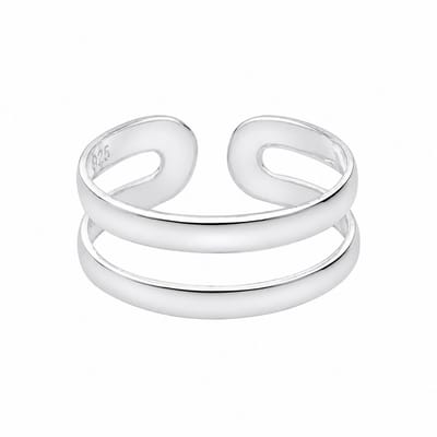 Teenringen - Zilveren teenring, dubbele band