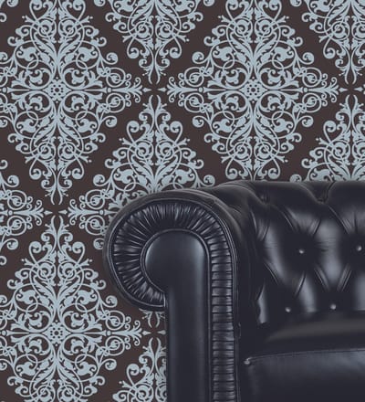 Dutch Wallcoverings Schuimvinylbehang - Ornament/Ruit - Bruin/Blauw