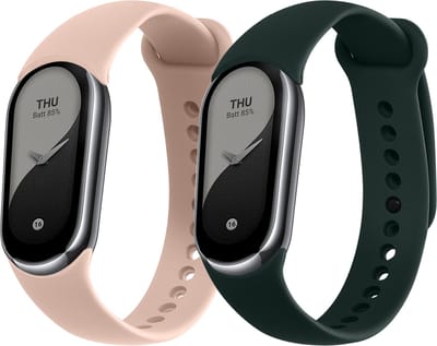 kwmobile 2x horlogebandjes geschikt voor Xiaomi Mi Band 10 / Mi Band 9 / 8 bandje - Smartwatch bandjes van TPU - Activity tracker horloge band in donkergroen / oudroze