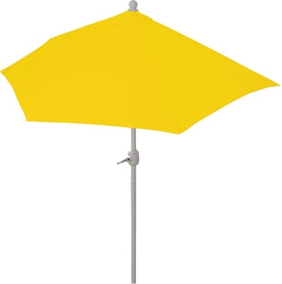 Parla halfronde parasol, balkonparasol, UV 50+ polyester/aluminium 3kg ~ 270cm geel zonder voet