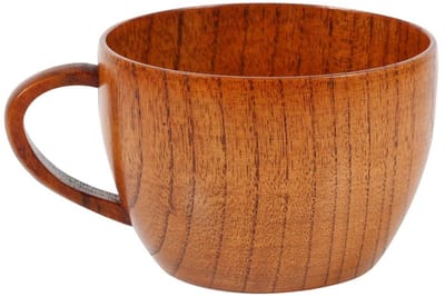 Dailygoods - Waterbeker van natuurlijk hout - Milieuvriendelijk - 9 x 9 x 7 cm - Herbruikbaar - Gezond en elegant - Voor sap en koffie - Houten koffiekop