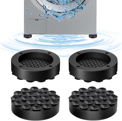 SnelShoppen - Anti-vibratie voeten voor wasmachine, 4 stuks, universele schokdempers, antislip voor stabilisatie van wasmachines en drogers (zwart)
