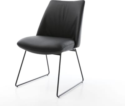 Gestoffeerde-stoel Elso-Flex slipframe zwart echt leer zwart pocketveer kern