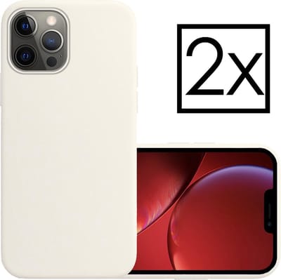 Hoesje - 2 Stuks - Geschikt voor Apple iPhone 13 Pro - Sterk & Shockproof - Case Siliconen - Back Cover - Telefoon Hoes - Wit