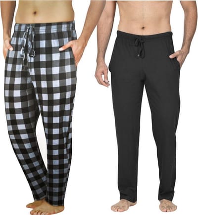 Comfort Essentials - Pyjama Heren Volwassenen - Broek - 2 Pack - Grijs Geruit / Zwart - M - Pyama Heren Volwassenen - Pyjamabroek Heren - Pyamabroek Heren