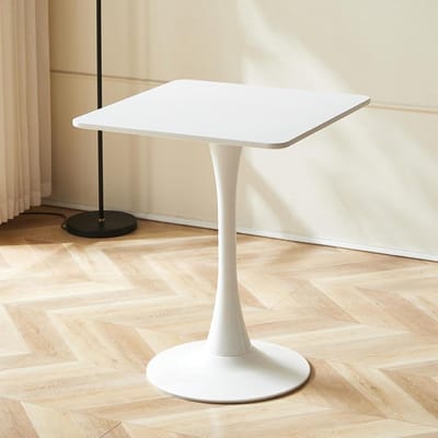 Vierkante Eettafel - Tulpentafel Keukentafel - Kleine Ruimtes - Stevige Metalen Voet - 60 cm - Wit