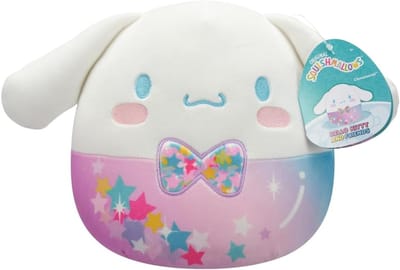 Squishmallows Cinnamoroll 8 inch (20 cm) knuffel met sterretjes en strik - Hello Kitty en Friends collectie