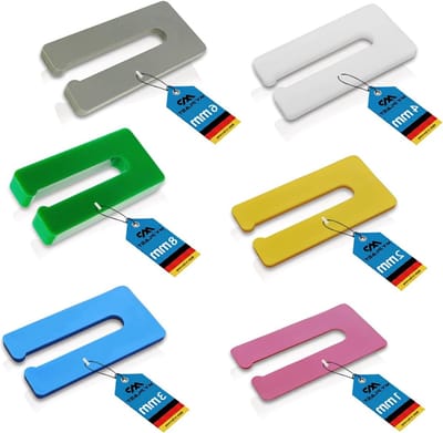 My Plast 120 stuks 1, 2, 3, 4, 6 en 8 mm onderlegplaten, afstandhouders van kunststof, beglazingsblokken, montagewiggen van massief materiaal