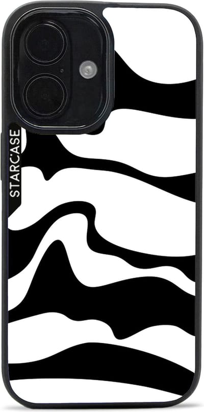 Starcase Hoesje Geschikt voor iPhone 16 Hoesje - Starcase Prstige Backcover - Space Black & White