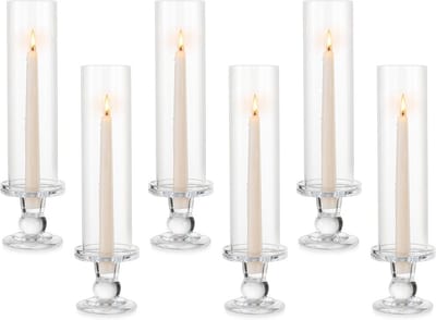 Set van 6 Cilindervormige Glazen Kaarsenhouders - Windlichten voor Tafels en Woonkamer