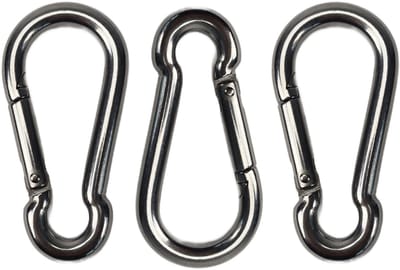 BCF-Products - Karabijnhaak - 8x80mm - 3 stuks - RVS 316 - Musketonhaak - Carabiner