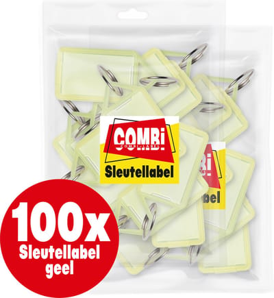 Combi-Label openklapbare Sleutellabels geel met inlay - Sleutelhanger - Naamlabel – openklapbaar 100 stuks