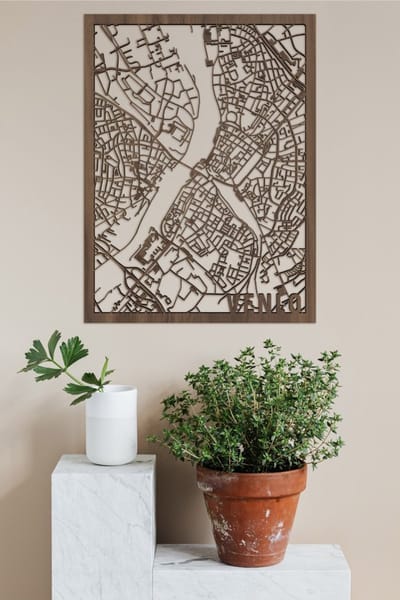 Houten Stadskaart Venlo Notenhout 50x70cm Wanddecoratie Voor Aan De Muur City Shapes
