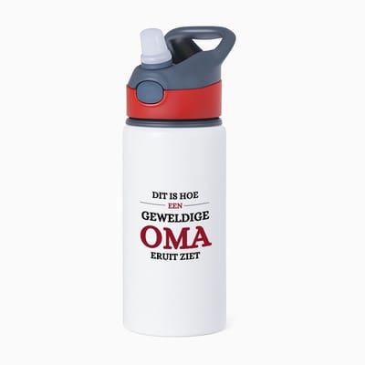 Hacebo® - Geweldige oma eruit ziet waterfles met rietje rood - Oma - beste oma - verjaardagscadeau - cadeau voor oma - gift - water fles - 650ML