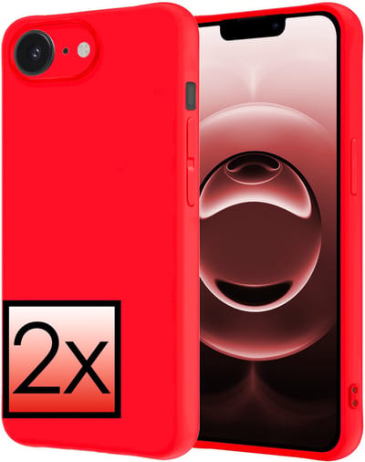 Hoesje - 2 Stuks - Geschikt voor Apple iPhone 16e / 17e - Sterk & Shockproof - Case Siliconen - Back Cover - Telefoon Hoes - Rood