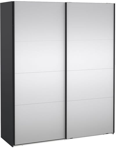 Catania schuifdeurkast 2 deuren met spiegel 180x220cm mat grijs.