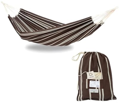 XL Braziliaanse Hangmat voor 2 Personen tot 200 kg - 230 x 150 cm Bruin-Wit Gestreept