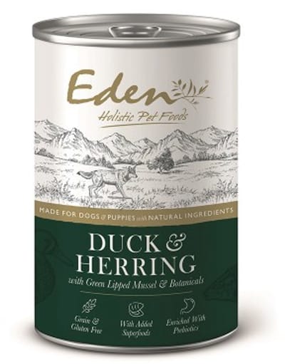 Eden Holistic Pet Food blikvoeding - natvoeding - voor de hond - eend en haring - per blik