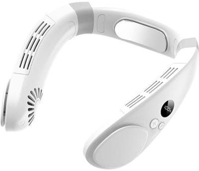 Stille Halsventilator, Vrijhandig Draagbare Hals Ventilator, USB Oplaadbaar, 4000mAh Accu, 3 Snelheden, Wit