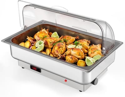 Elektrische Buffet Set - Warmhoudbak Buffet - Feest Catering - Regelbare Temperatuur - 9QT Capaciteit - Zilver
