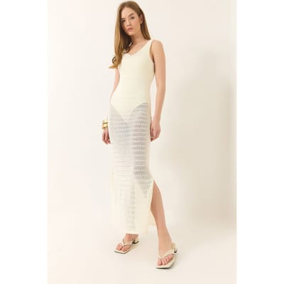 V-hals Midi Split Jurk
