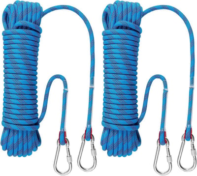Robuuste Kledinglijn Touw van 20M met Haken, 10mm Staal Kern Polyester voor Buiten, Tuin en Kamperen
