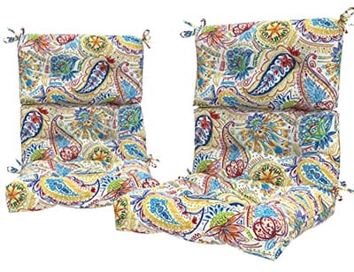 Set van 2 hoge rugleuning stoelkussens voor binnen en buiten - Diepe zitkussenset 112 x 60 x 10 cm