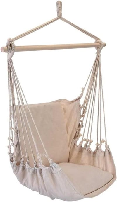 Katoenen hangstoel - Schommelstoel kussen - Ontspannen buiten - Hoge scheurweerstand - 97x85 cm - Beige