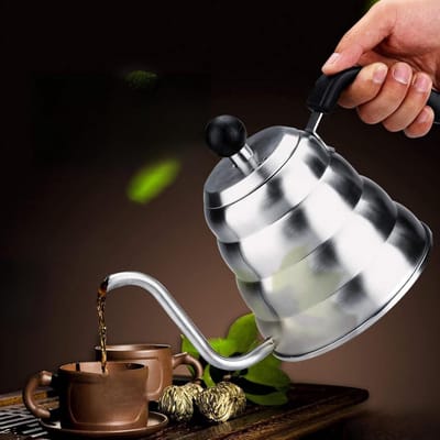 Roestvrijstalen Waterketel - Theepot Giet Over Ketel - Thee Koffie Zetten - Zwanenhals Tuit - 1.2L - Zilver