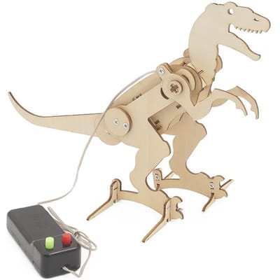 Kit STEM Dinosaure Jouets pour Enfants, Puzzle 3D en Bois Modèle Kit Robot Modèle, Projets STEM Scientifiques Éducatifs DIY beige