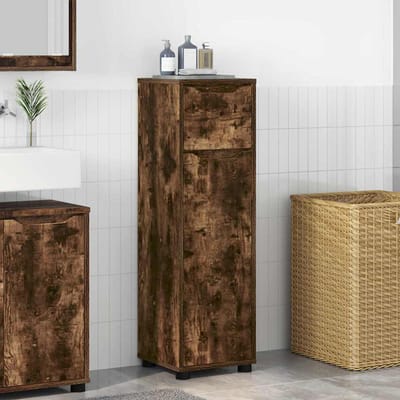 vidaXL - Badkamerkast - Rook - Eiken - 30,5 - x - 30 - x - 101 - cm - Bewerkt - hout