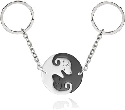 Bixorp Friends Vriendschap Sleutelhanger voor 2 Zwart & Zilverkleurige Hondjes - Roestvrij Staal / Stainless Steel - Best Friends BFF Cadeau voor haar