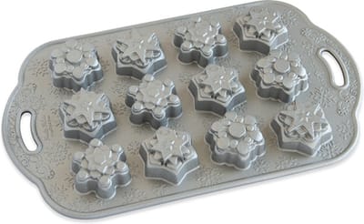 Bakvorm "Frosty Flakes Cakelet Pan" - Nordic Ware | Sparkling Silver Holiday
