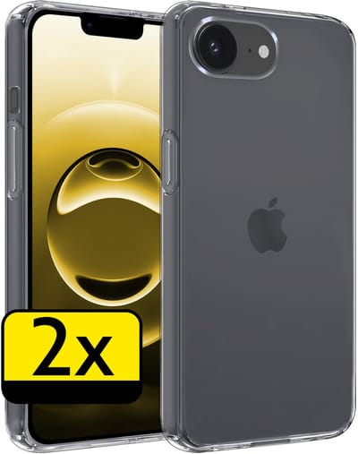 Hoesje - 2 Stuks - Geschikt voor Apple iPhone 16e - Sterk & Shockproof - Case Siliconen - Back Cover - Telefoon Hoes - Telefoonhoesjes - Transparant
