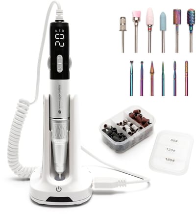 Rio NAES - Elektrische nagelvijl - Manicure Set & Pedicureset - incl 12 opzetstukken en 75 schuurrolletjes - 35.000 RPM