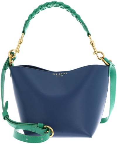 Ted Baker Leren handtas schoudertas Wynola Woven Handle Colourblock Small Bag Blue veelkleurig