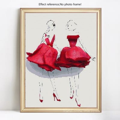 Diamant schilderij cartoon rode sexy rok diamant borduurwerk foto van strass 20X30CM red