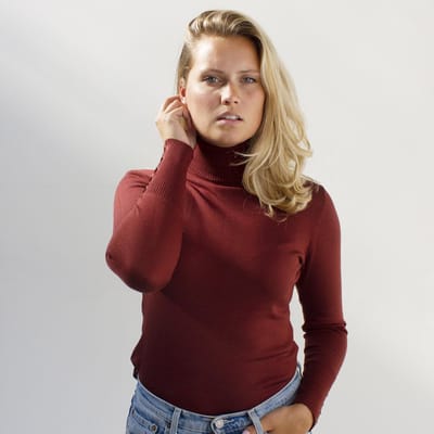 MOOI!  Company - Dames coltrui Renate  - Aansluitend Model -  Viscose Fijn gebreid - Kleur  Fired Brick - L