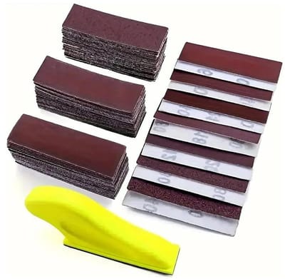 51-delig schuurpapierset voor houtbewerking, microschuurgereedschap met korrel 80/120/180/240/400, ideaal voor detailwerk en polijsten in nauwe ruimtes