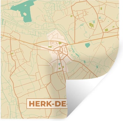 Muurstickers - Sticker Folie - België - Herk-de-Stad - Kaart - Stadskaart - Plattegrond - 100x100 cm - Plakfolie - Muurstickers Kinderkamer - Zelfklevend Behang XXL - Zelfklevend behangpapier - Stickerfolie