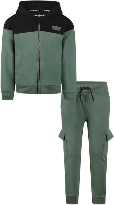Koko Noko - Basic collection - Biologisch katoen - Kledingset - 2 delig - Joggingbroek - Sweater - Dark Green - Maat 92