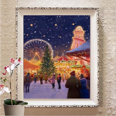 Broderie Diamant 5D DIY Kit d'Artisanat de Rue Peinture Diamant Paysage Point de Croix Décorations de Noël Full Square 20X30CM