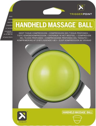 Handmassagebal - Spierroller - Zelfmassage Pijnverlichting - Ergonomische Handgreep - 15 x 18 x 18 cm - Groen Grijs