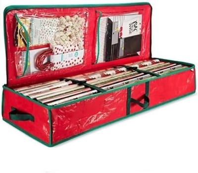 Opbergzak voor Cadeaupapier en Cadeauaccessoires - Organisator voor Cadeauverpakkingen en Ribbons - Rood, 1 Stuk