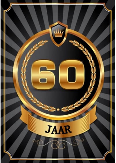 Bellatio Decorations Verjaardag deurposter - 60 jaar - goud - 59 x 42 cm - leeftijd feestartikelen