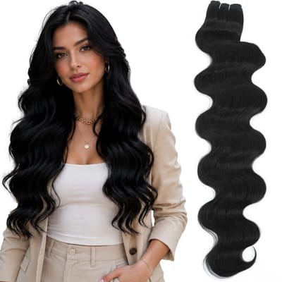 SassyGoods Synthetische Haarbundel – Steil Straight – 1B Natuurlijk Zwart – Weave Extensions – Lang Haar Extensions – 26 inch / 65 cm
