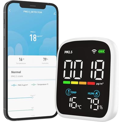 Draagbare LED Display PM2.5 Detector Multifunctionele Temperatuur en Vochtigheid Testmeter Laser