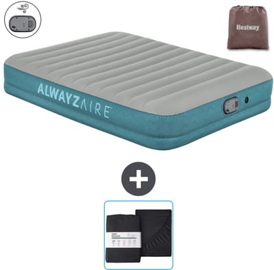 Bestway luchtbed Alwayszair - 2-Persoons -152 x 203 x 36 cm - Grijs/Blauw - Inclusief pomp en Hoeslaken