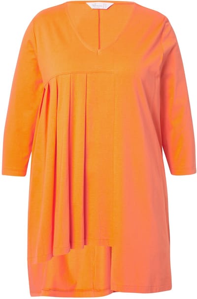MIAMODA - Dames - T-shirt A-lijn sierplooien asymmetrische zoom - Mandarijn - Maat 44