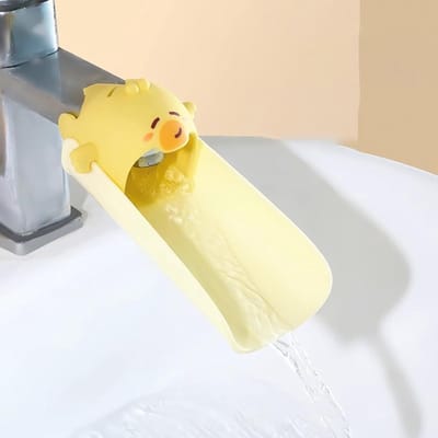 Faucet Extender voor Kinderen - Tap Extender Silicone met Cartoon Dierpatroon voor Gemakkelijk Handwassen bij de Wastafel - Geel